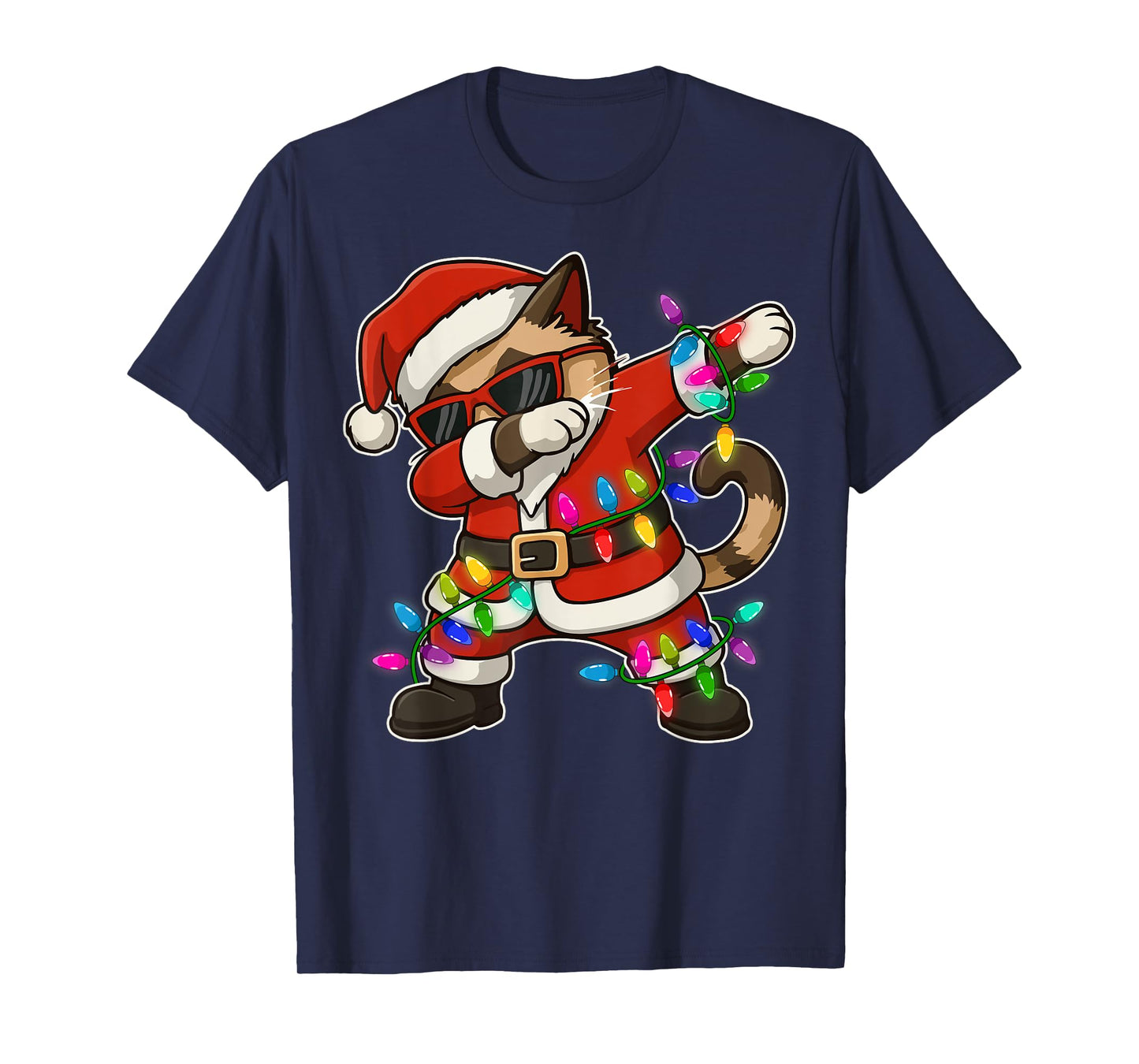 Christmas Siamese Cat Dabbing Santa Claus Xmas for Men Women T-Shirt
