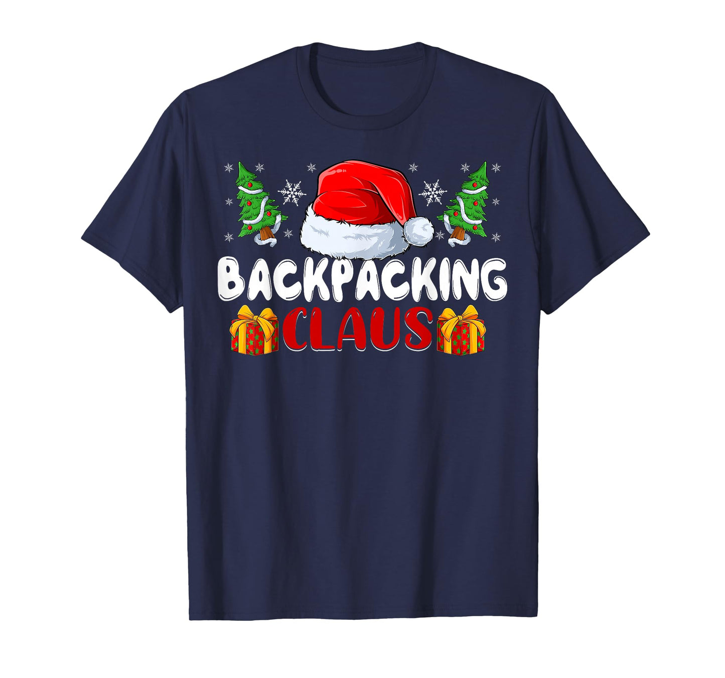 Backpacking Claus - Outdoor Camping Santa Hat Christmas T-Shirt