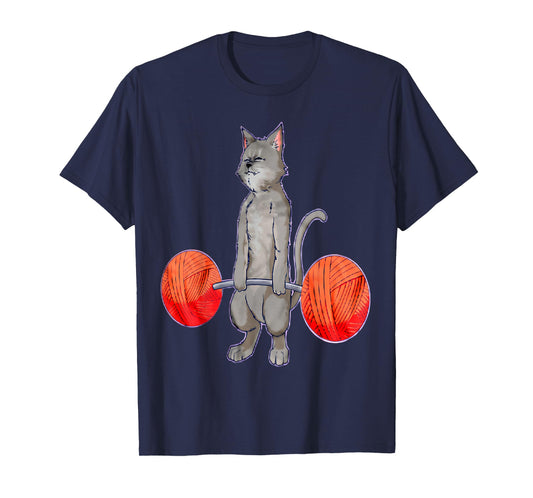 Deadlifting Grey Cat Weightlifting Bodybuilding Fitness Gym T-Shirt