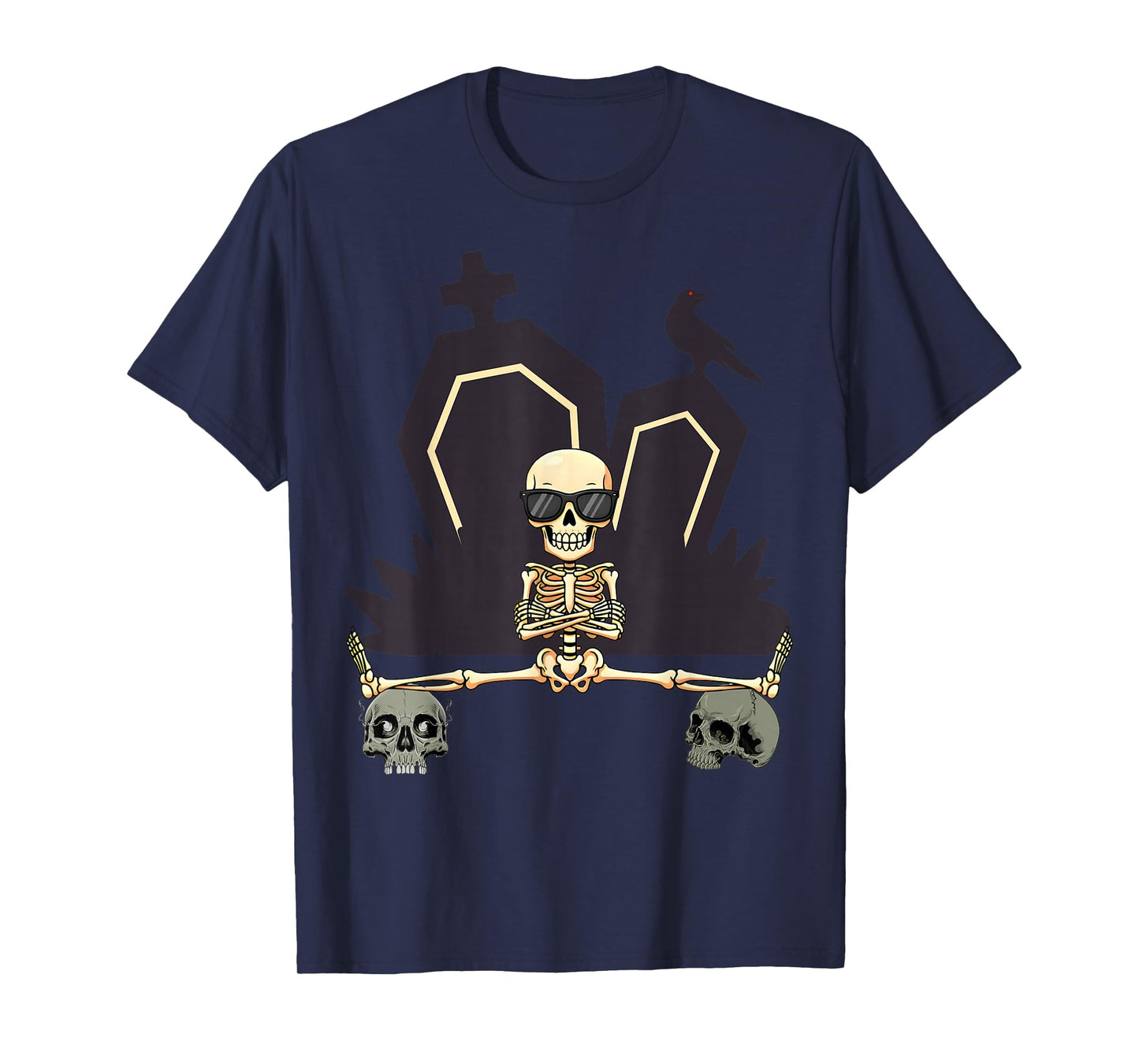 Halloween Skeleton Sports Fitness Skull Crow Raven T-Shirt