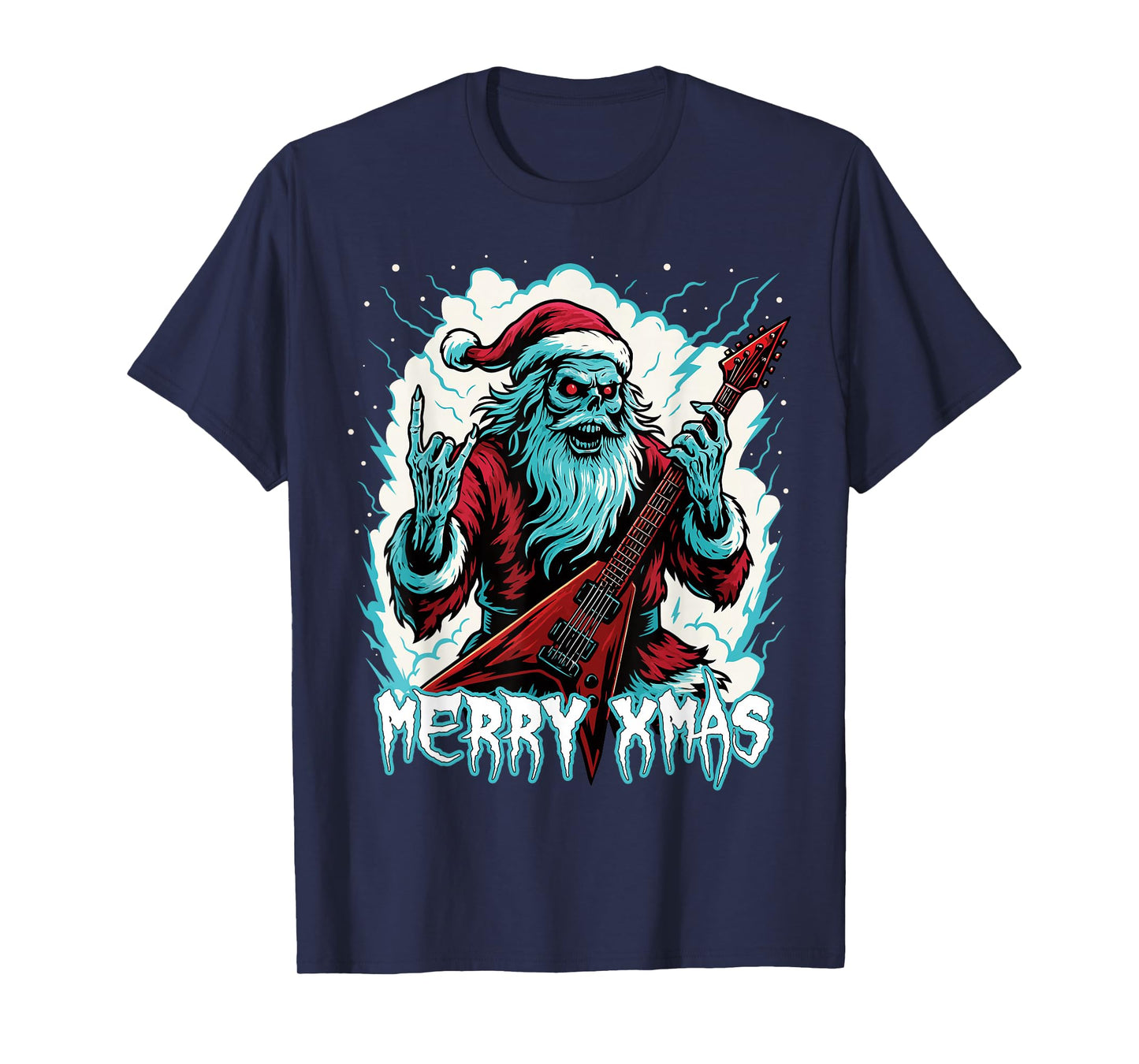 Hail Santa Pagan Happy Solstice Gothic Christmas Guitar T-Shirt