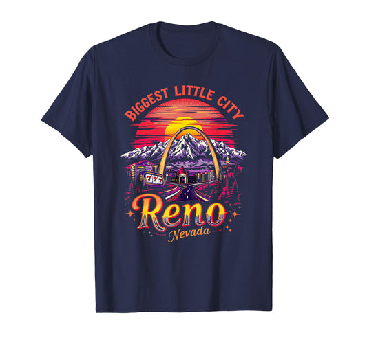 Vintage Reno Nevada Sunset Skyline Cityscape T-Shirt