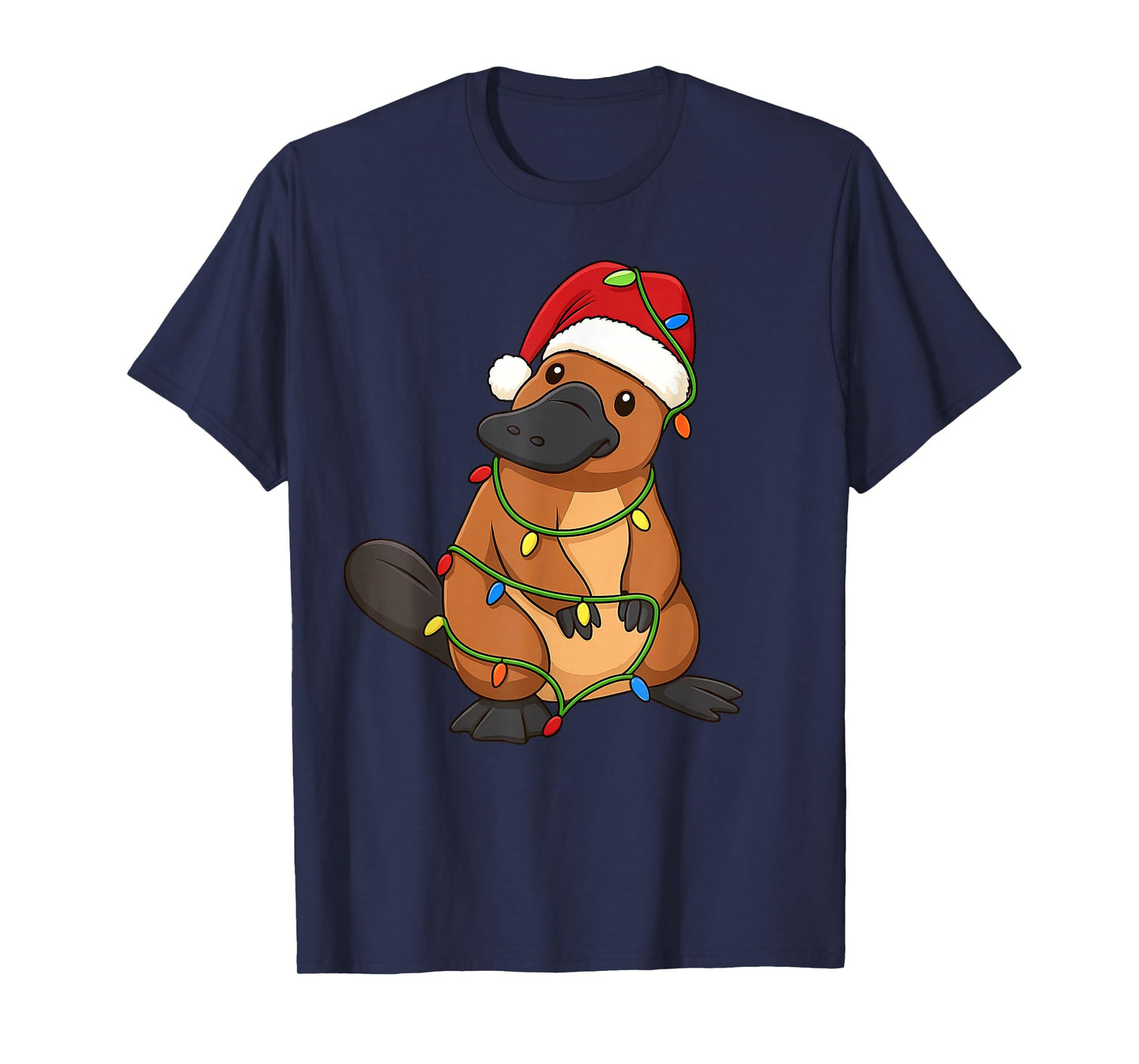 Platypus Christmas Tree Lights Holiday Animal Lover T-Shirt