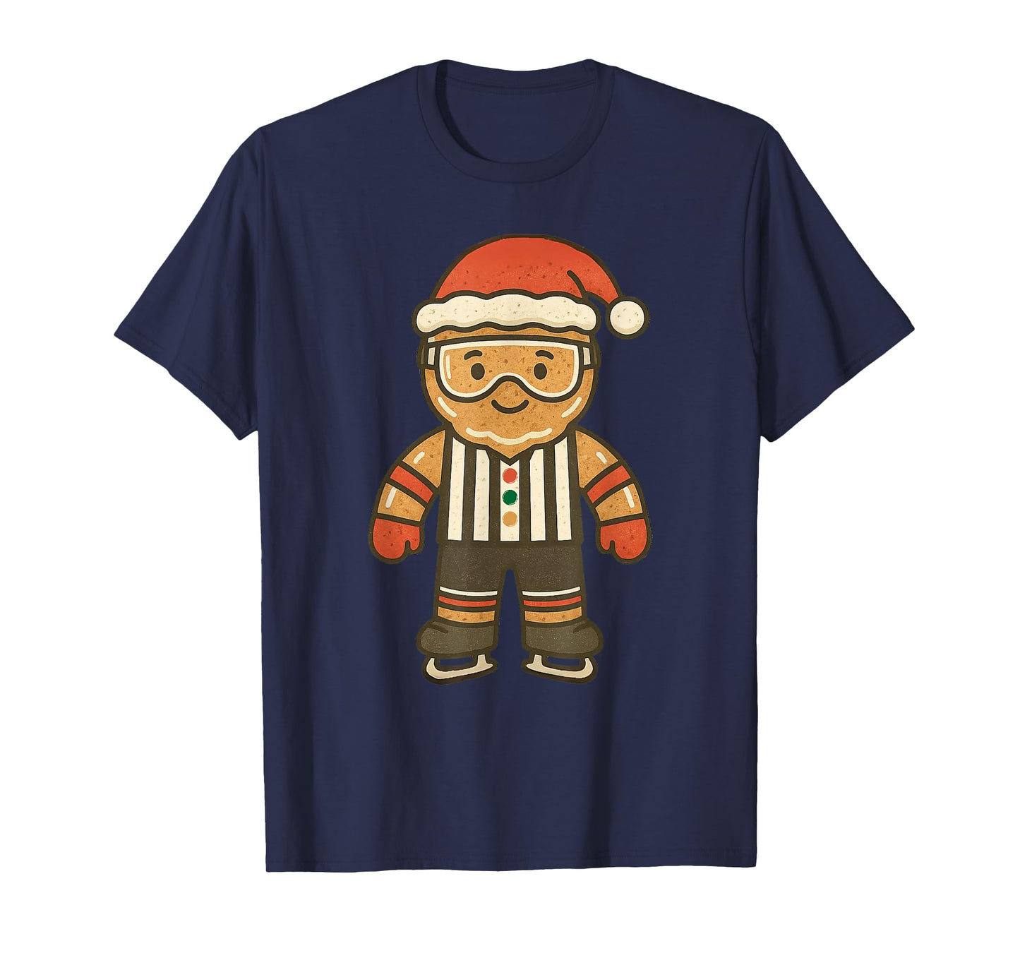 Gingerbread Referee Ice Hockey Christmas Vintage Funny Xmas T-Shirt