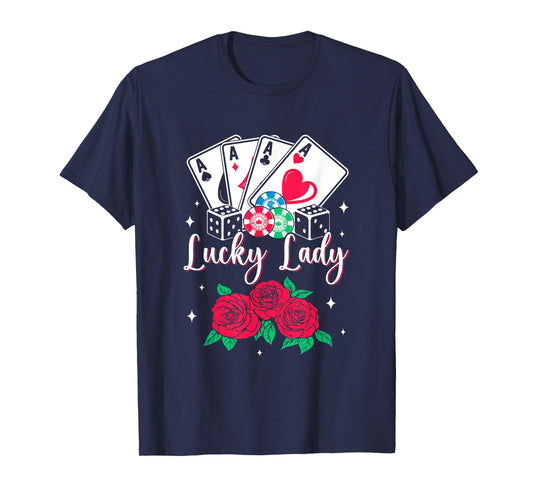 Lucky Lady Poker Player Gambling Casino Design Women T-Shirt
