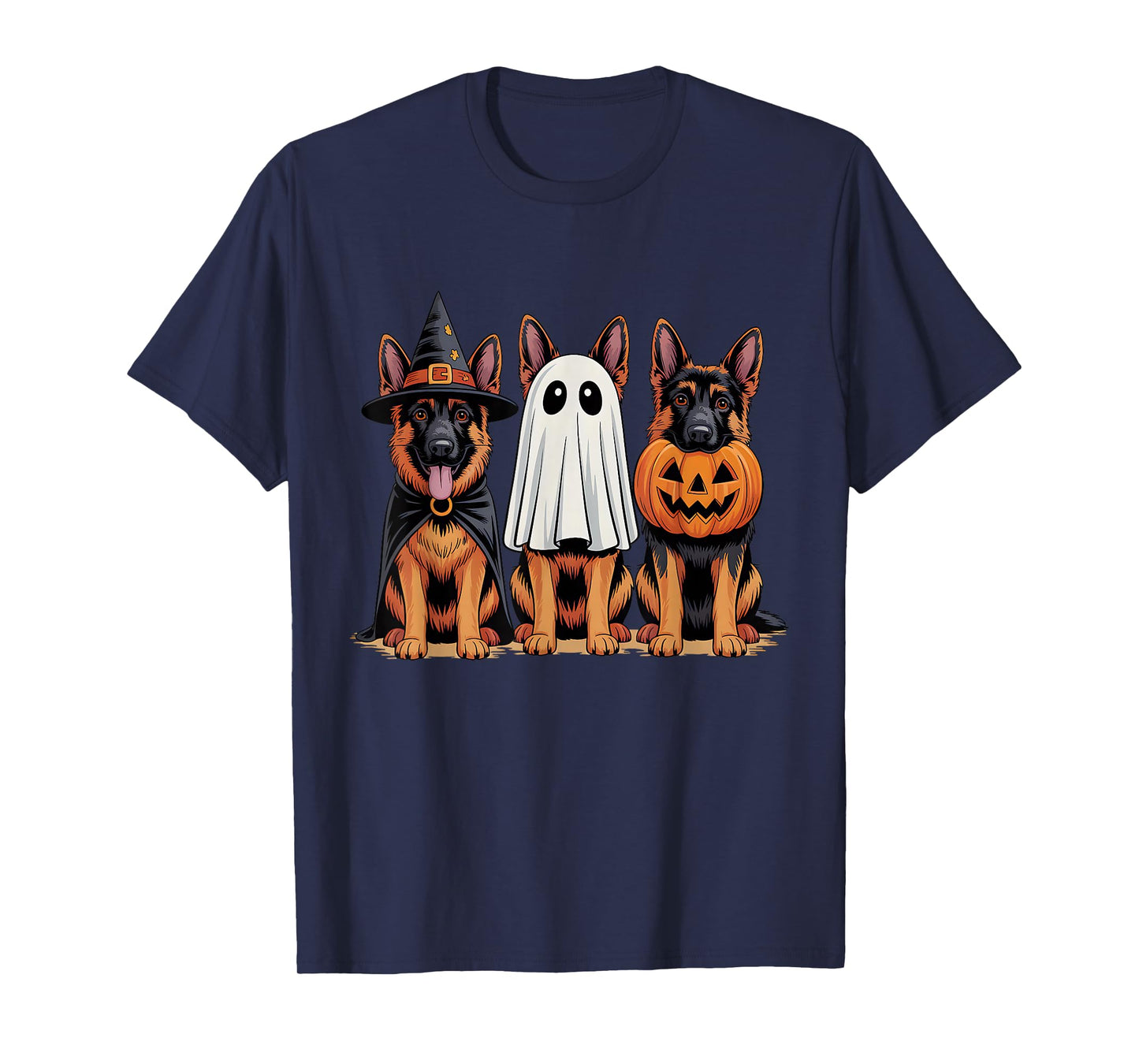German Shepherd Halloween Funny Dog Lover Pumpkin Witch T-Shirt