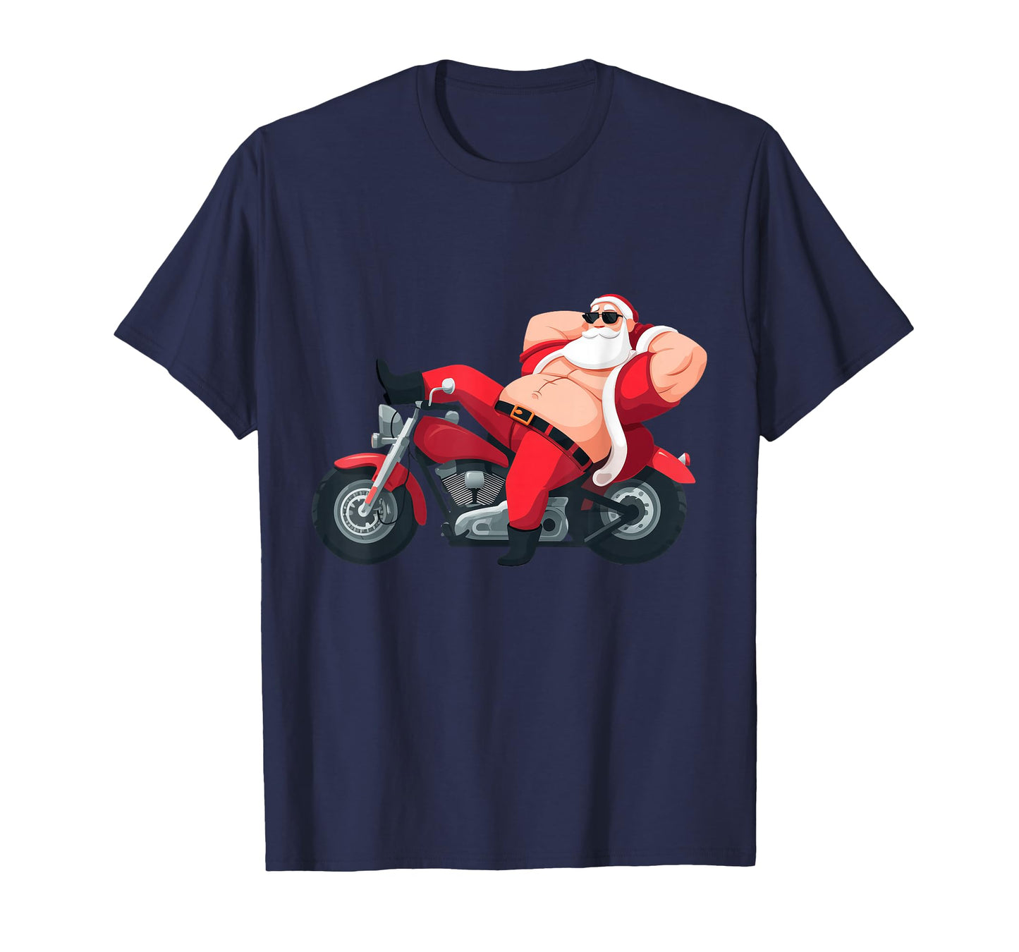 Funny Naughty Santa with Motorcycle Costume T-Shirt