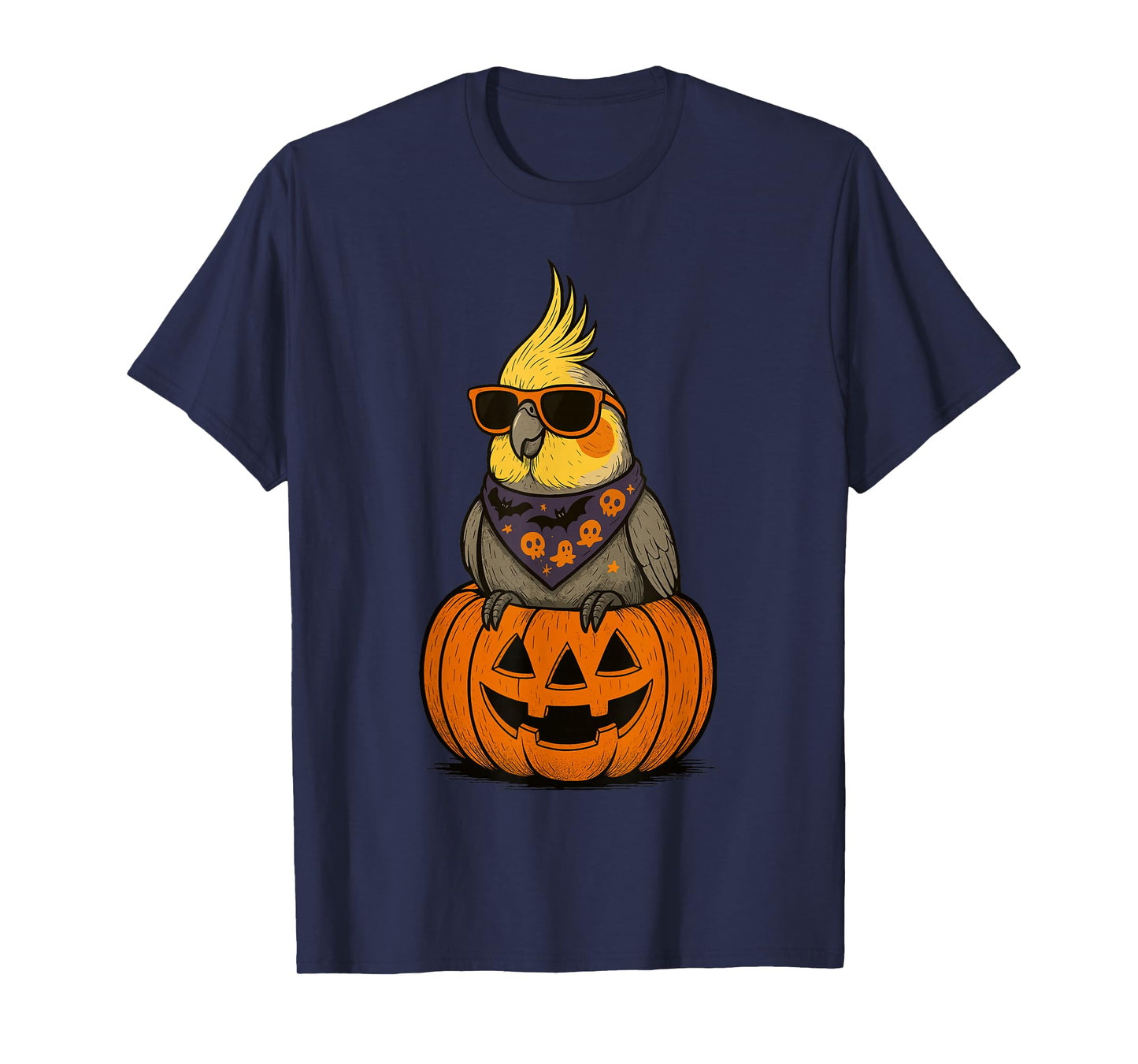 Spooky Cockatiel Pumpkin Halloween Parrot Lover T-Shirt