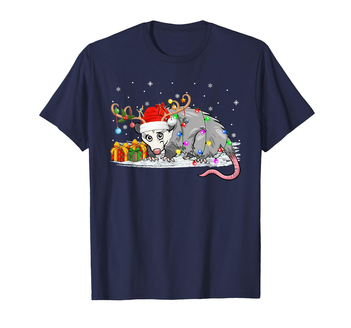 Opossum Christmas Lights Holiday Santa Xmas Pajamas T-Shirt
