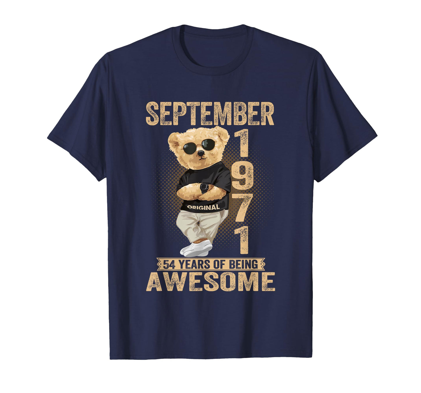 September 54th Birthday Men Women 1971 Awesome Teddy Bear T-Shirt