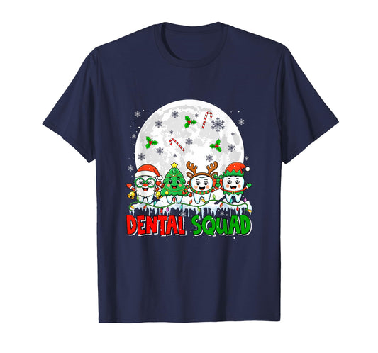 Dental Squad Santa Reindeer Xmas Tree Teeth Dentist T-Shirt