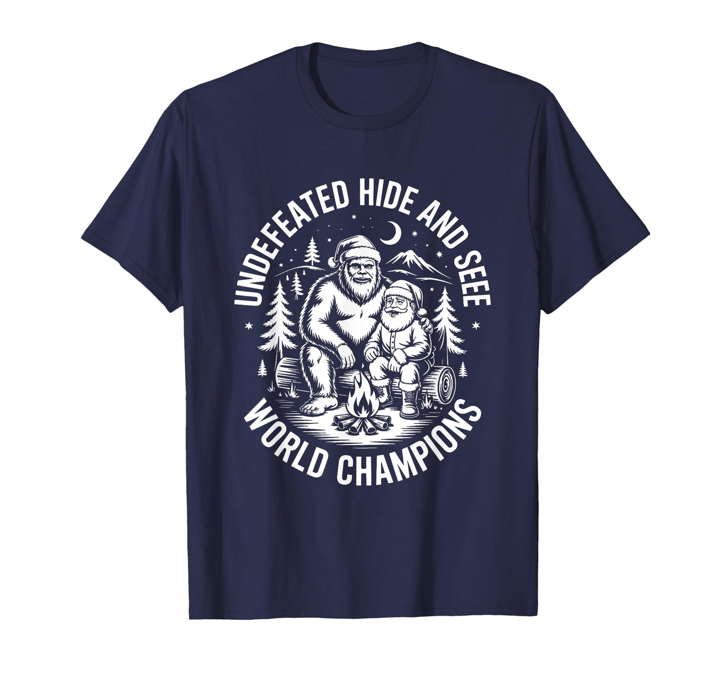 Bigfoot Santa Funny Christmas Hide and Seek T-Shirt