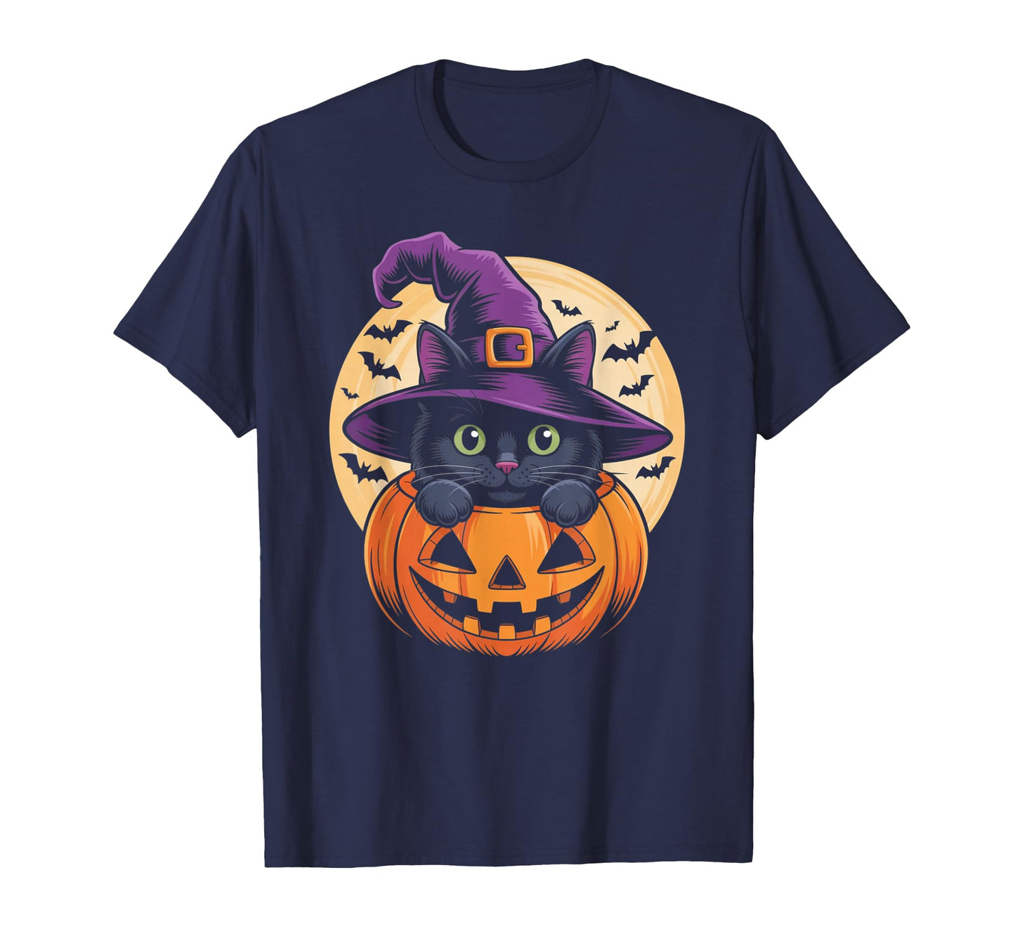 Cat Halloween Pumpkin Black Cat Scarry Spooky Gifts Kids T-Shirt