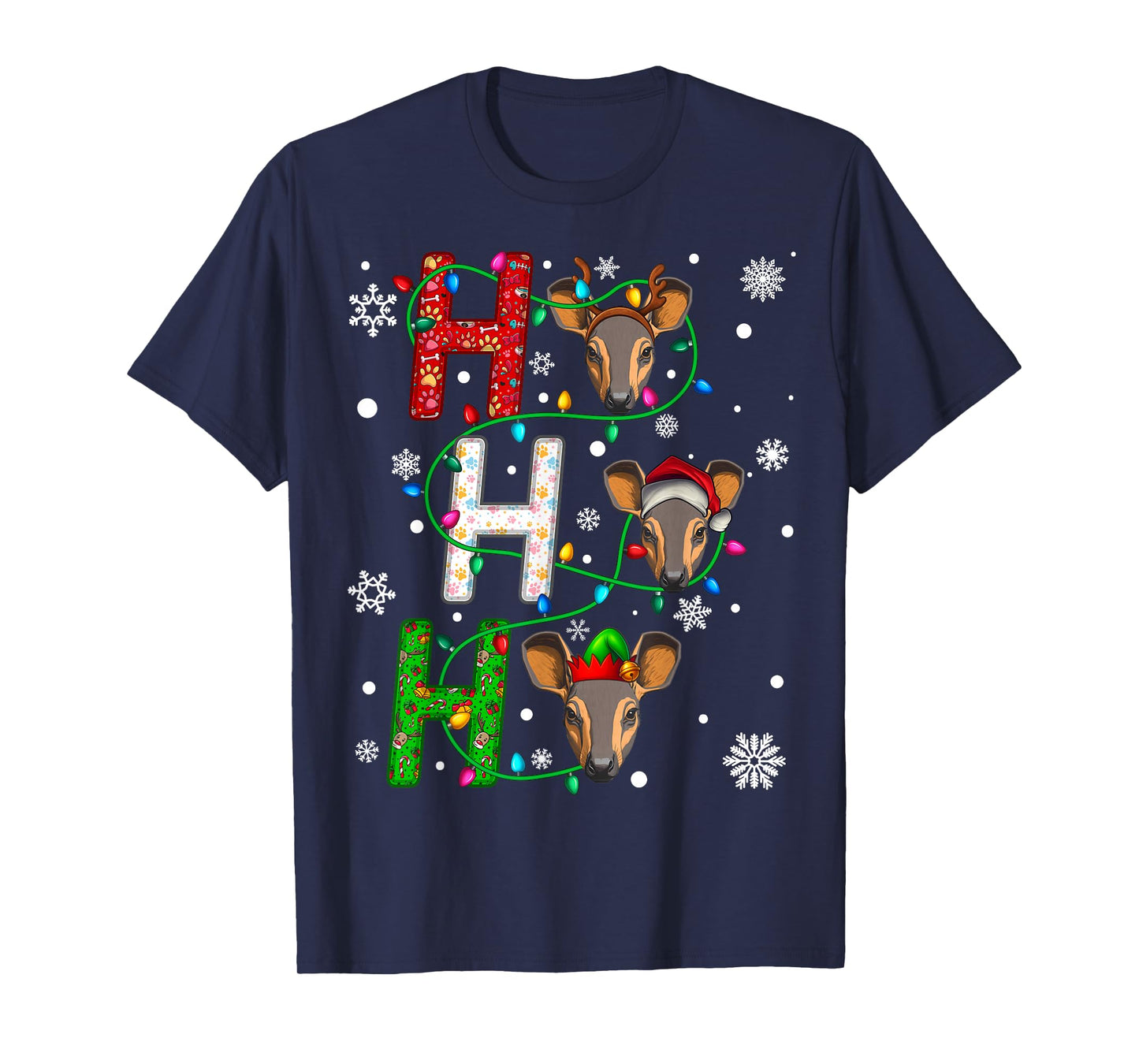 Matching Christmas Santa Hat Ho Ho Ho Aardvark Animal Xmas T-Shirt