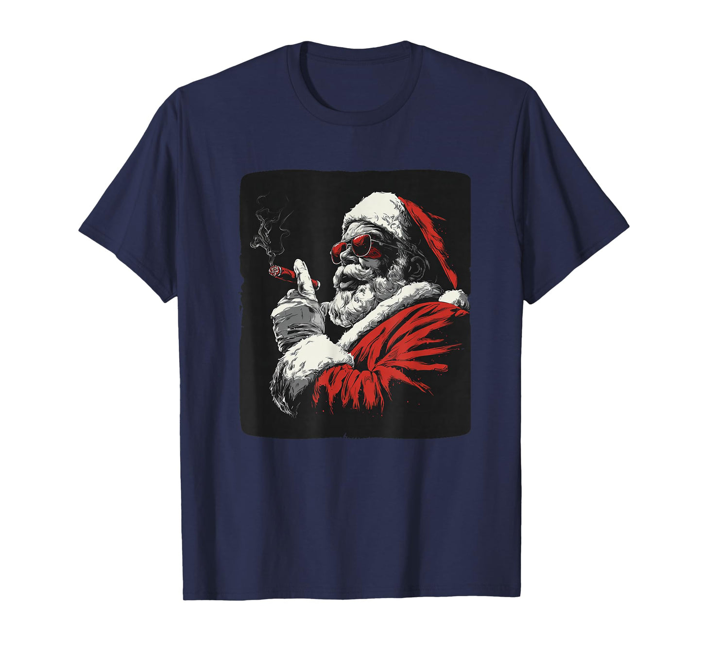 Cool Looking Santa with Cigar and Sunglasses for Smoker T-Shirt