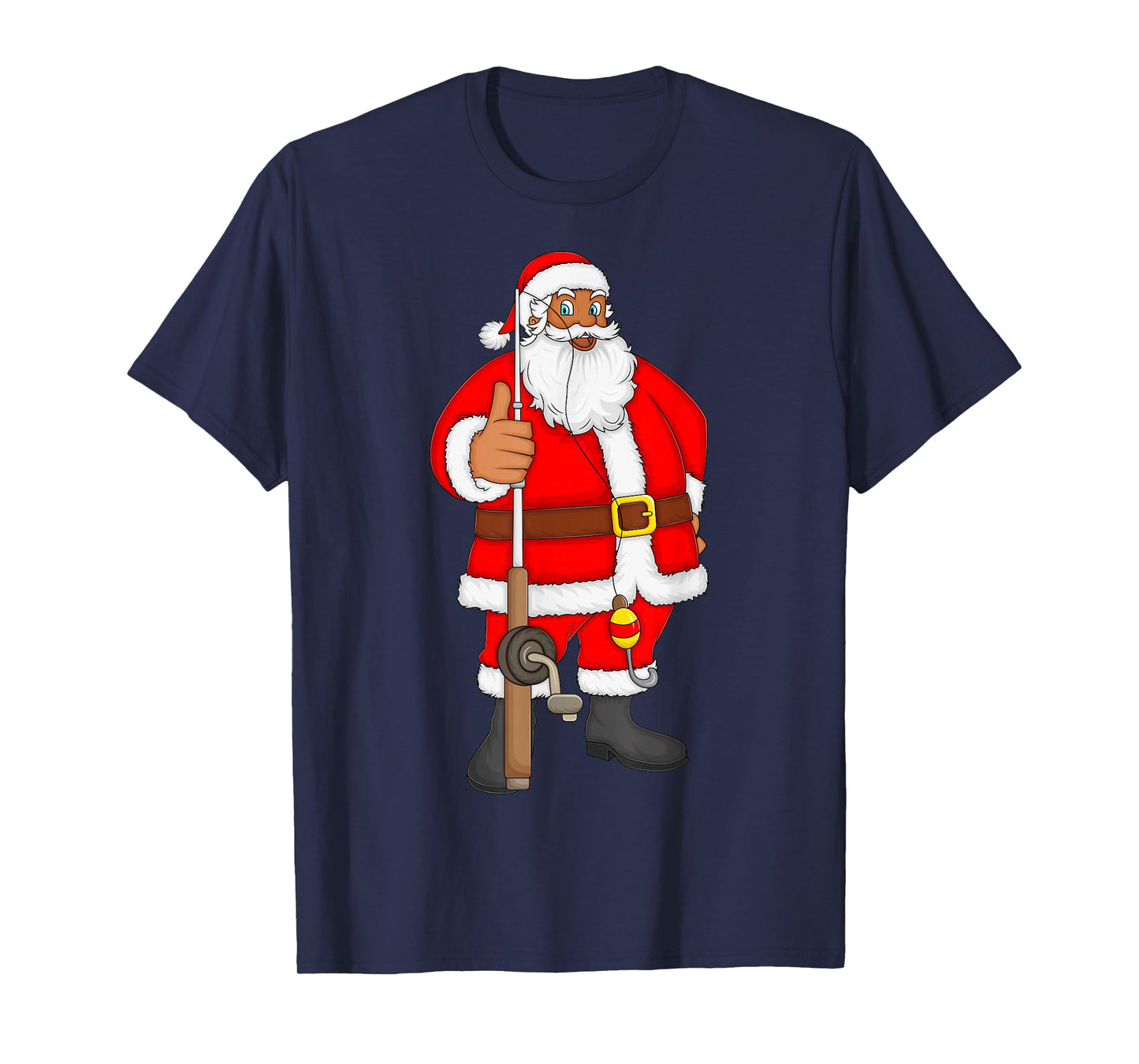 Fishing Santa Christmas Pajamas Funny Fisherman Xmas Costume T-Shirt
