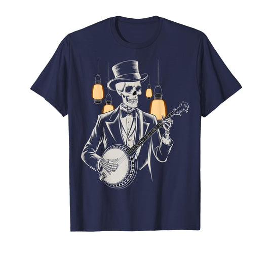 Skeleton Banjo Player Vintage T-Shirt