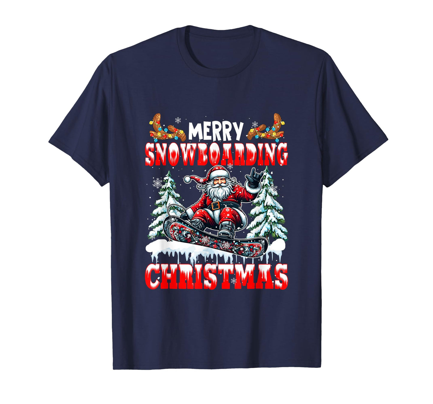 Merry Christmas Snowboarding Santa Costume Sport Lover T-Shirt