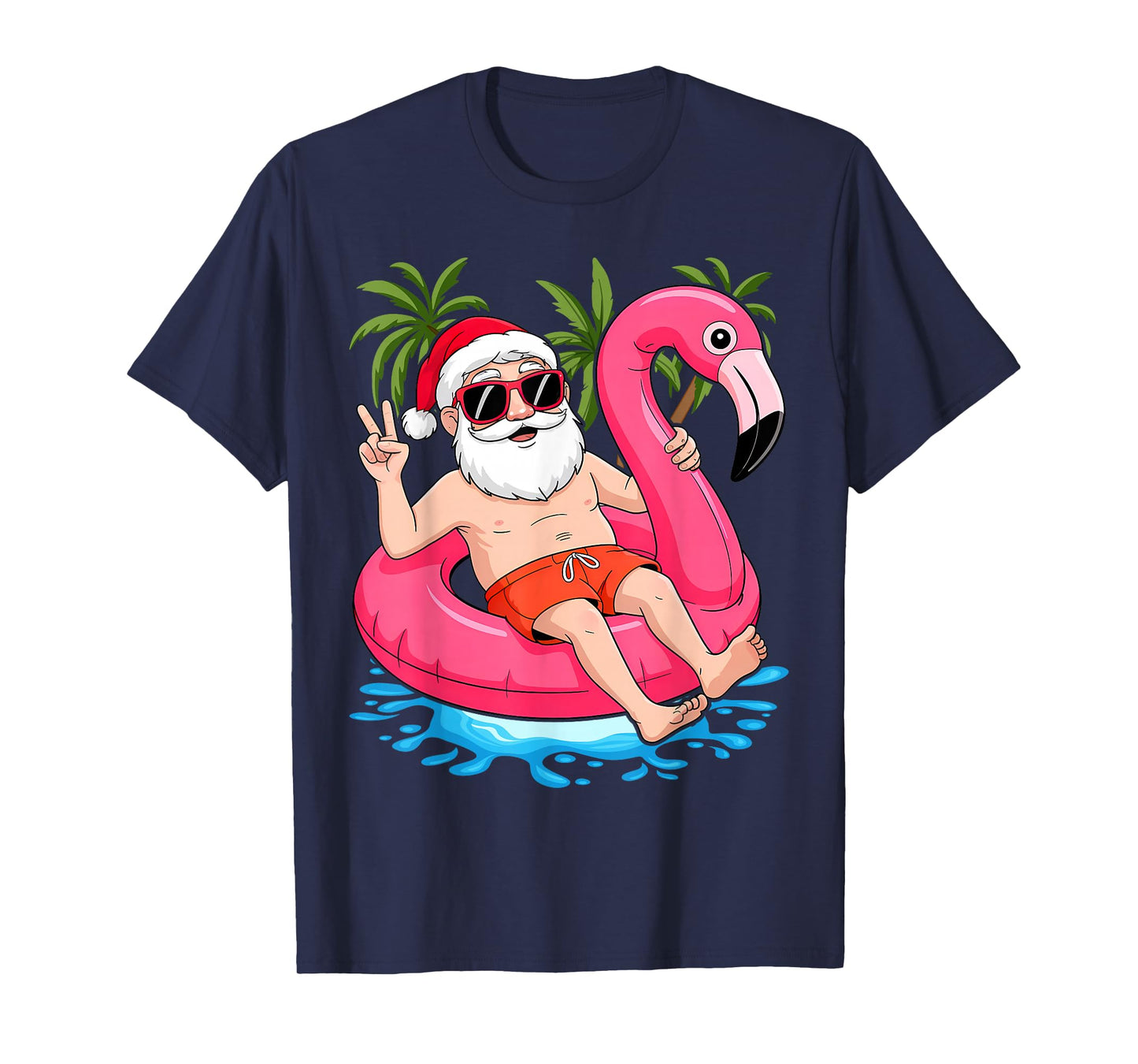 Christmas in July Santa Flamingo Summer Xmas Boys Kids T-Shirt