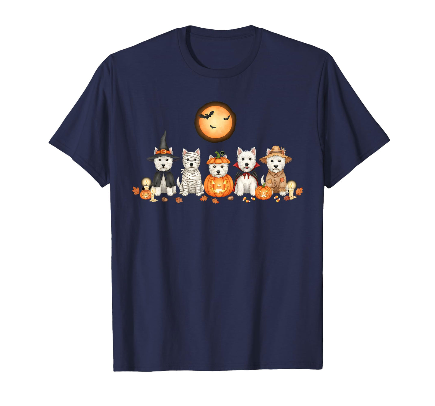 West Highland White Terrier Westie Dogs Ghost Witch Mummy T-Shirt