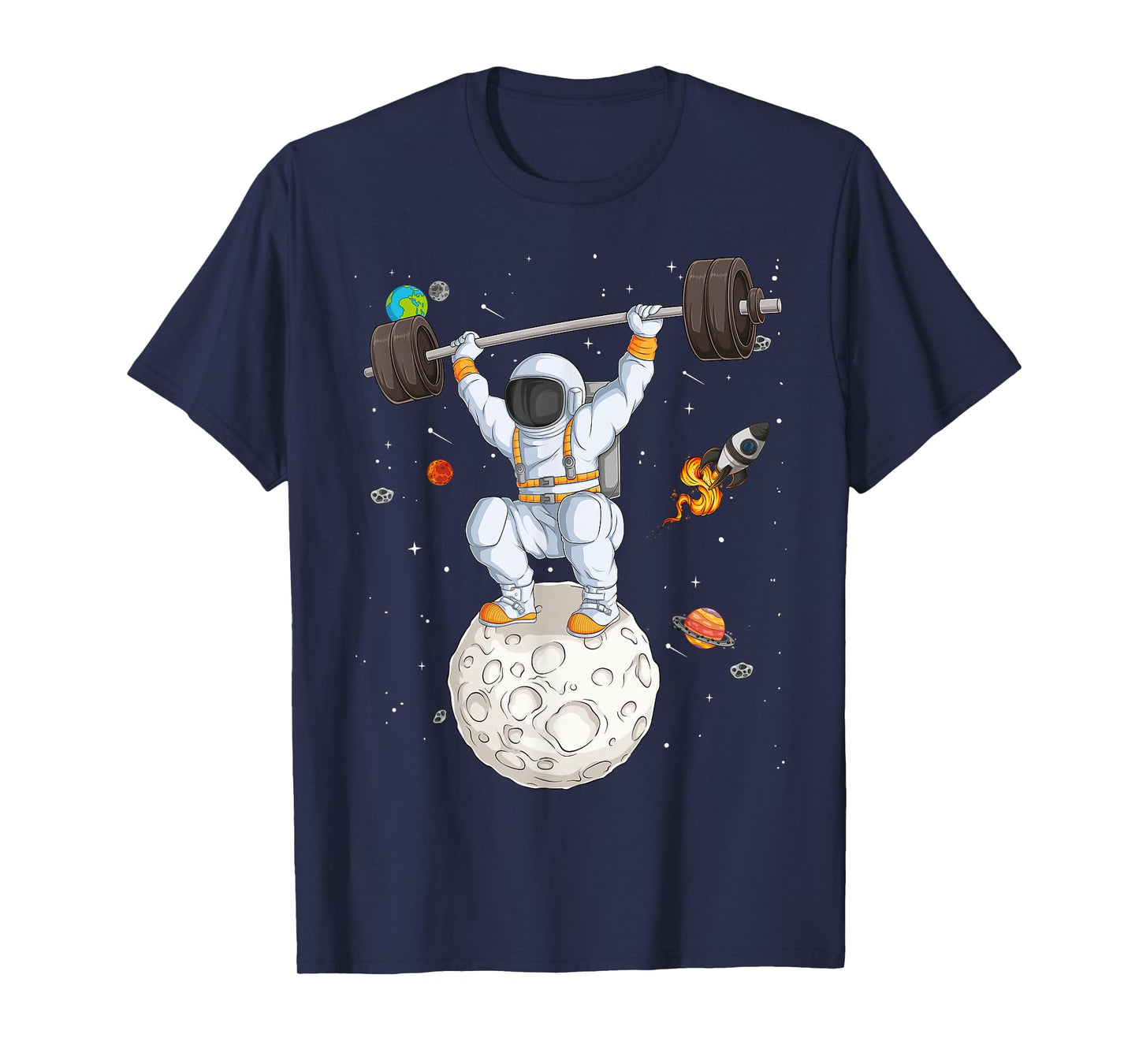 Funny Astronaut Space Weightlifting Fitness Gym Workout Men T-Shirt