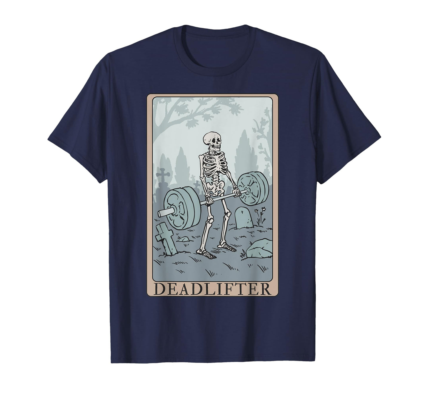 Funny Skeleton Tarot Card Deadlifter Bodybuilding T-Shirt