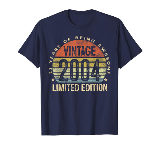 Vintage 2004 Limited Edition 21-Year-Old Gifts 21st Birthday T-Shirt