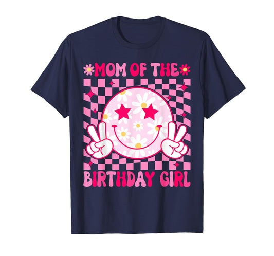 Mom of The Birthday Girl Groovy Birthday Teens Girls Preppy T-Shirt