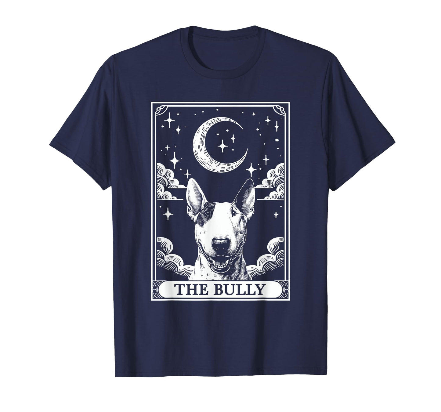 Tarot Card Vintage Crescent Moon Bull Terrier Bully Dog Mom T-Shirt