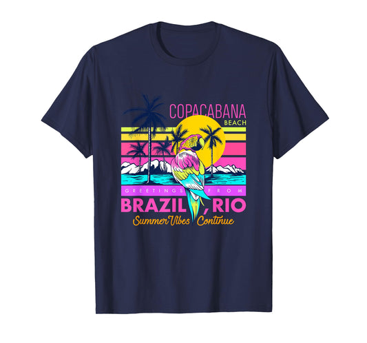 Cool Copacabana Beach Brazil Rio Summer Vibes Graphic Design Men Women Girls Kids T-Shirt
