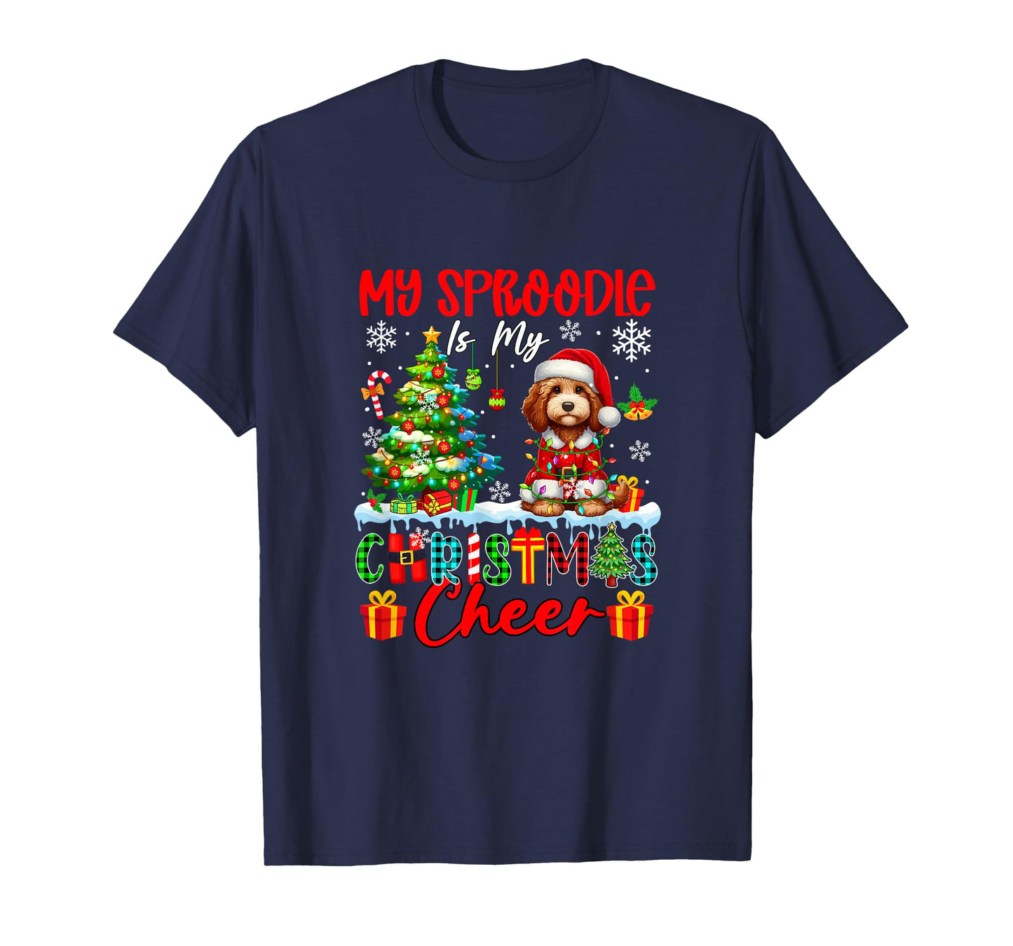 My Sproodle is My Xmas Cheer Funny Santa Dog Owner Kids T-Shirt