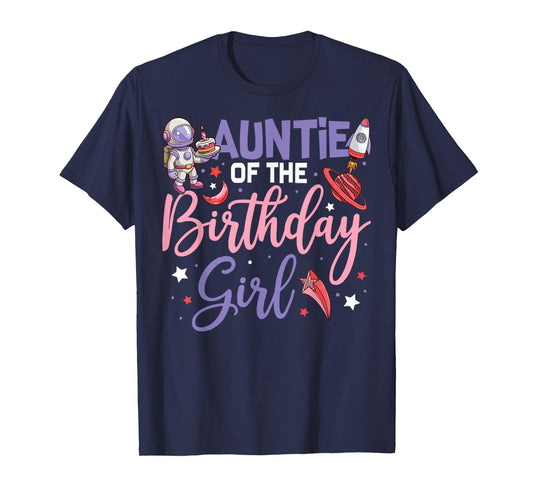 Two The Moon Auntie Of the Birthday Girl Astronaut Family T-Shirt