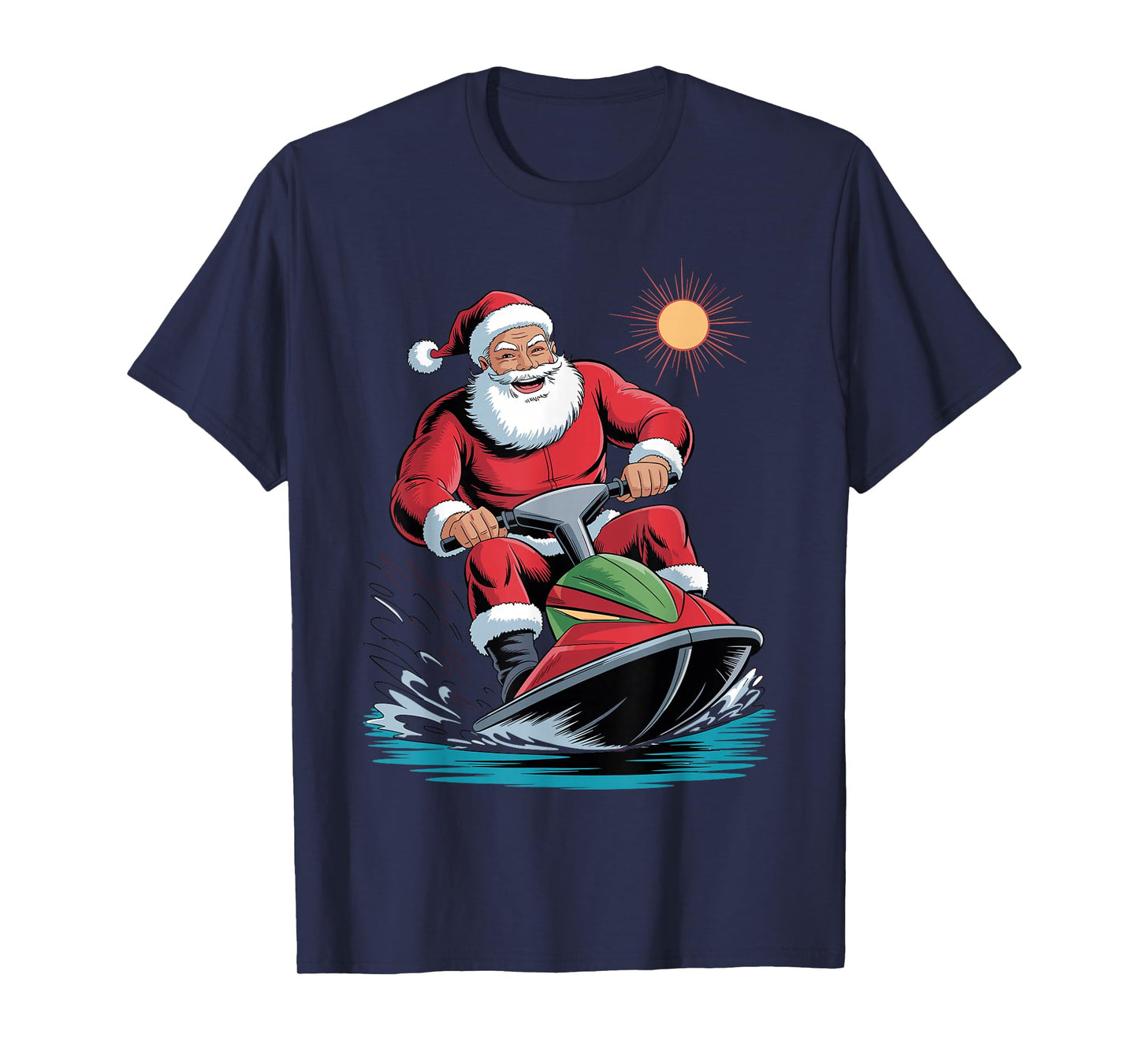 Funny Santa Jet Skiing Holiday Christmas Xmas Pajama T-Shirt