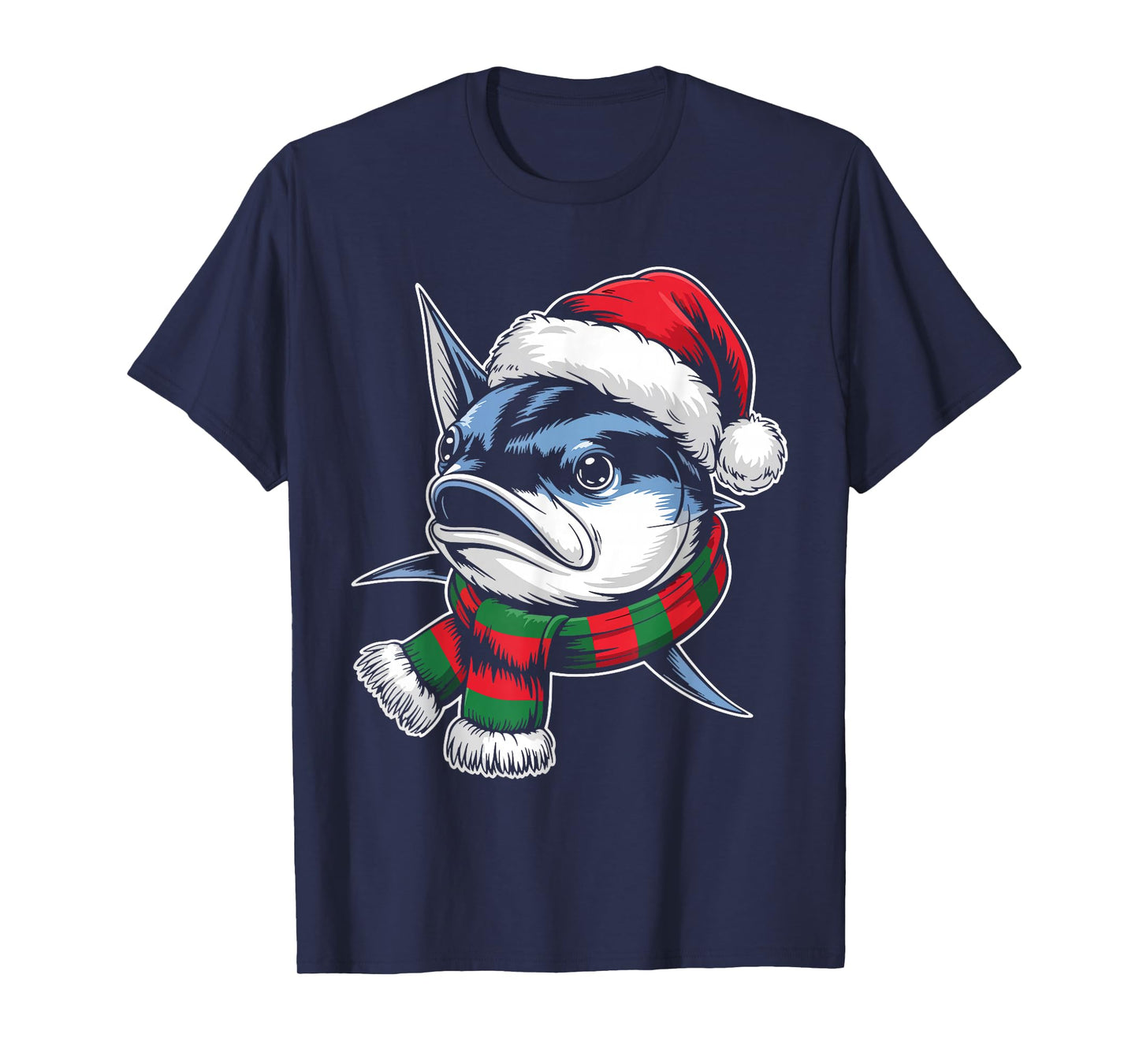 Bluefin Tuna Xmas Santa Hat Scarf Christmas Costume T-Shirt