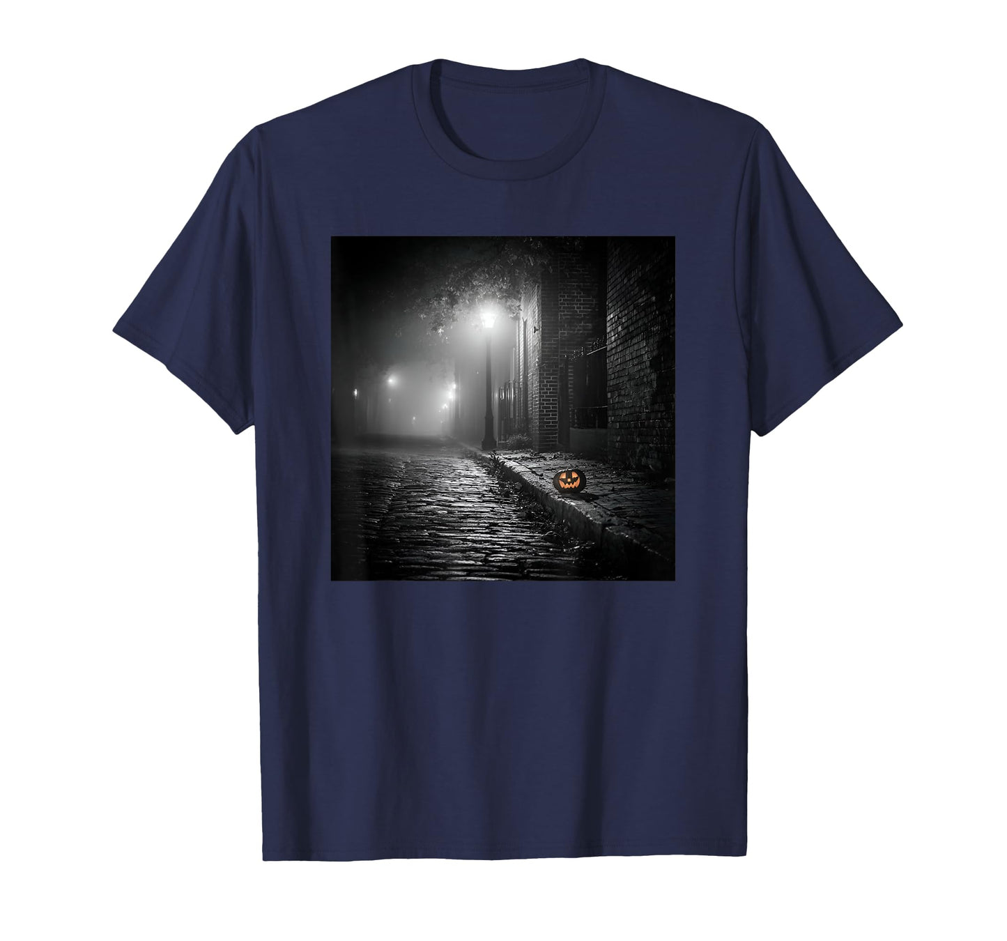 Spooky Victorian Street Lamp Pumpkin Halloween T-Shirt