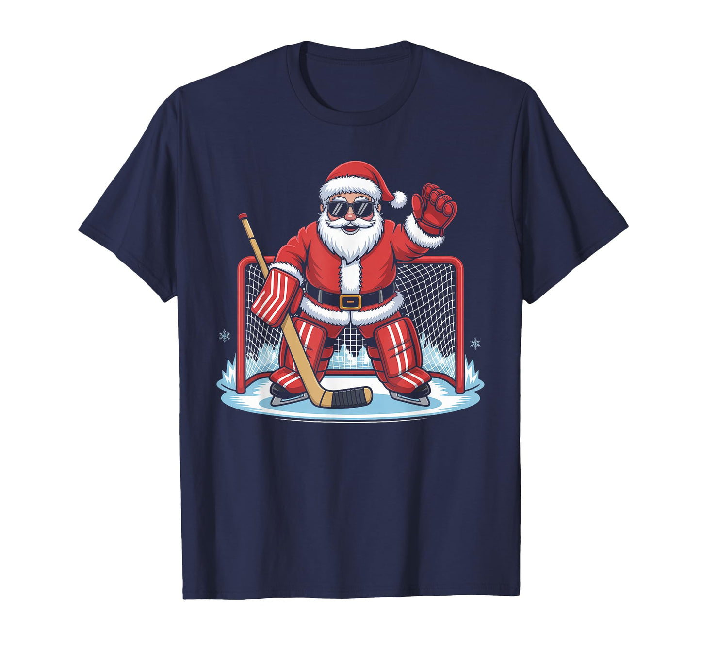 Hockey Santa Goalie Funny Ice Hockey Winter Christmas T-Shirt