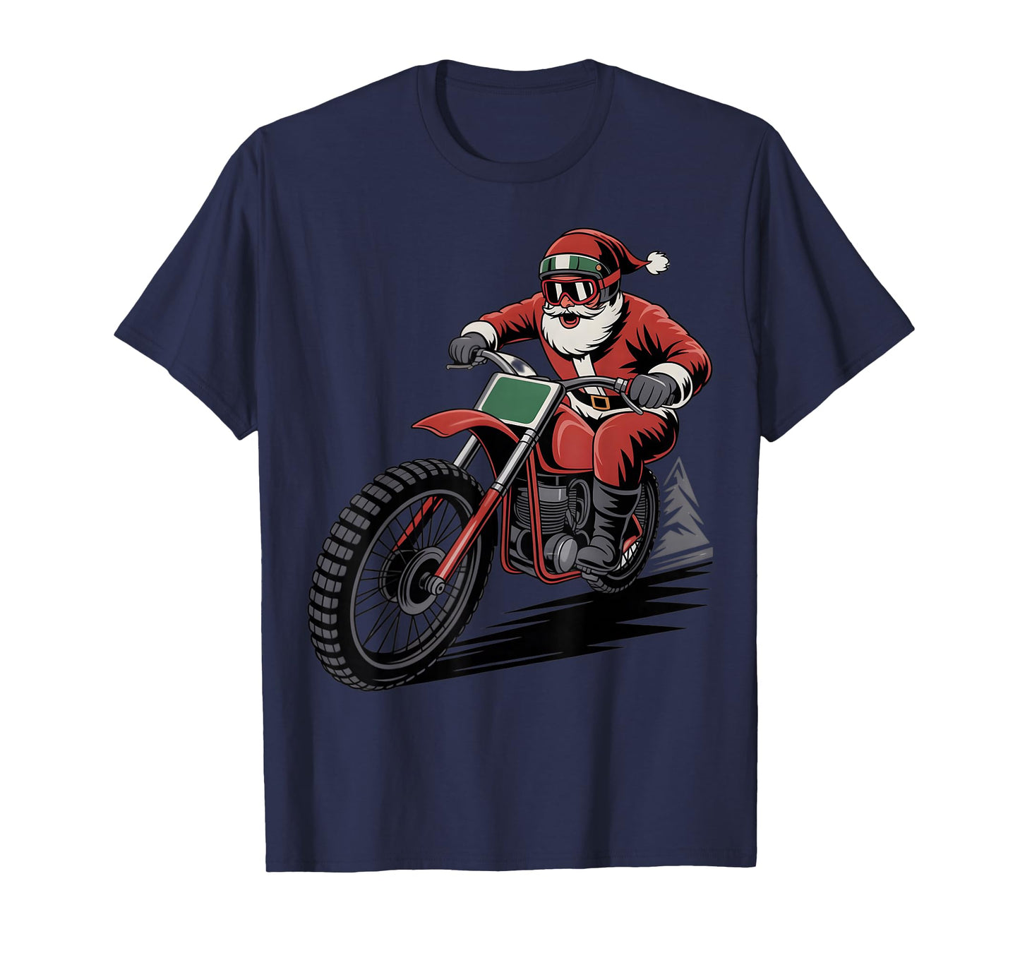 Santa Riding a Dirt Bike Motocross Xmas Boys Men Christmas T-Shirt
