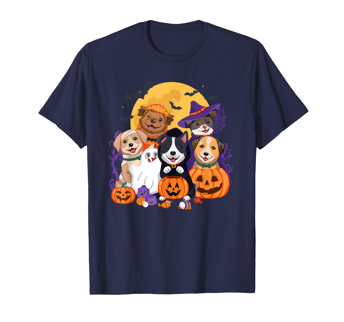Cute Mummy Witch Ghost Halloween Dog Costume Men Women Kids T-Shirt