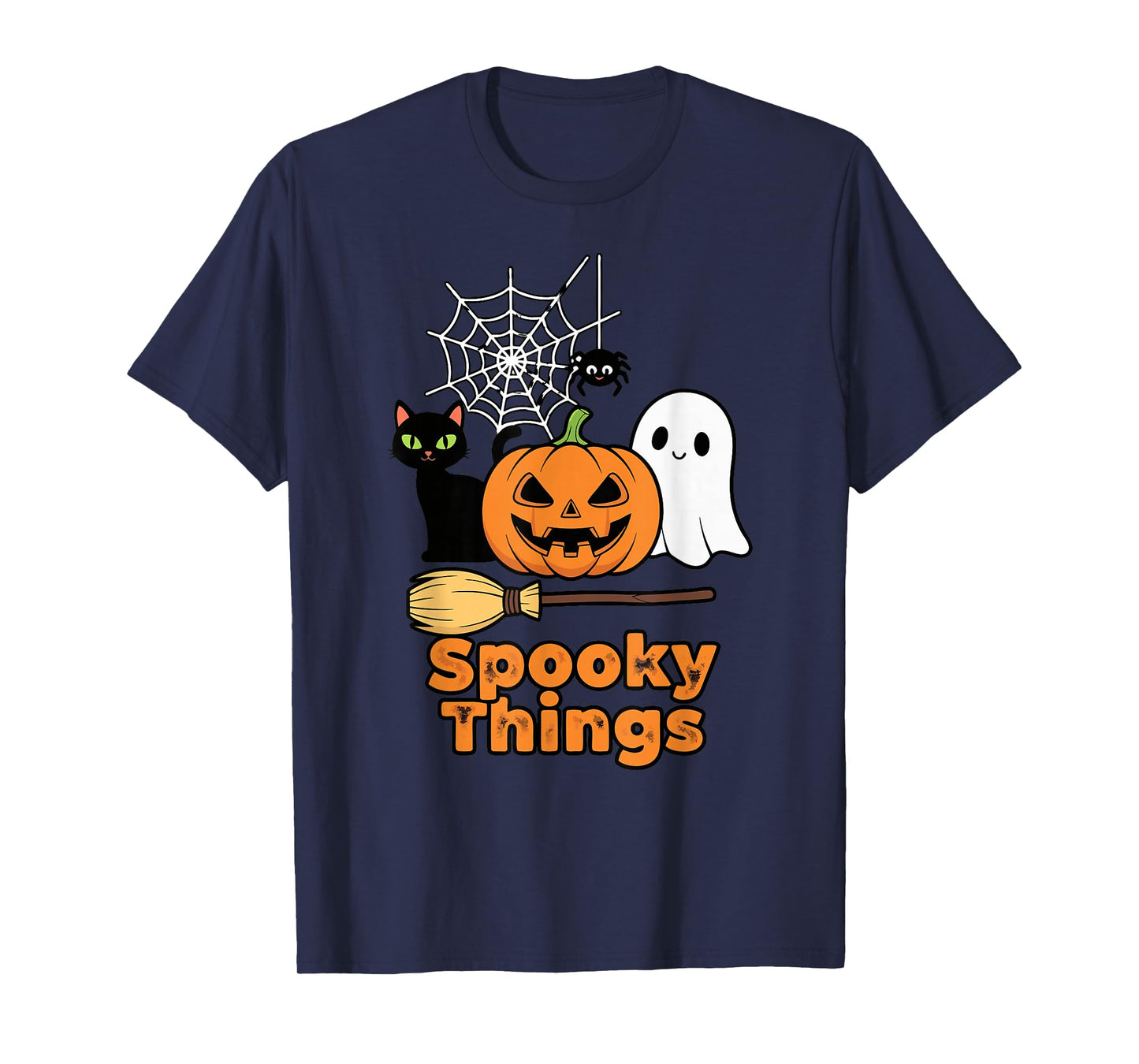 Spooky Things Cute Halloween Pumpkin Ghost Black cat T-Shirt