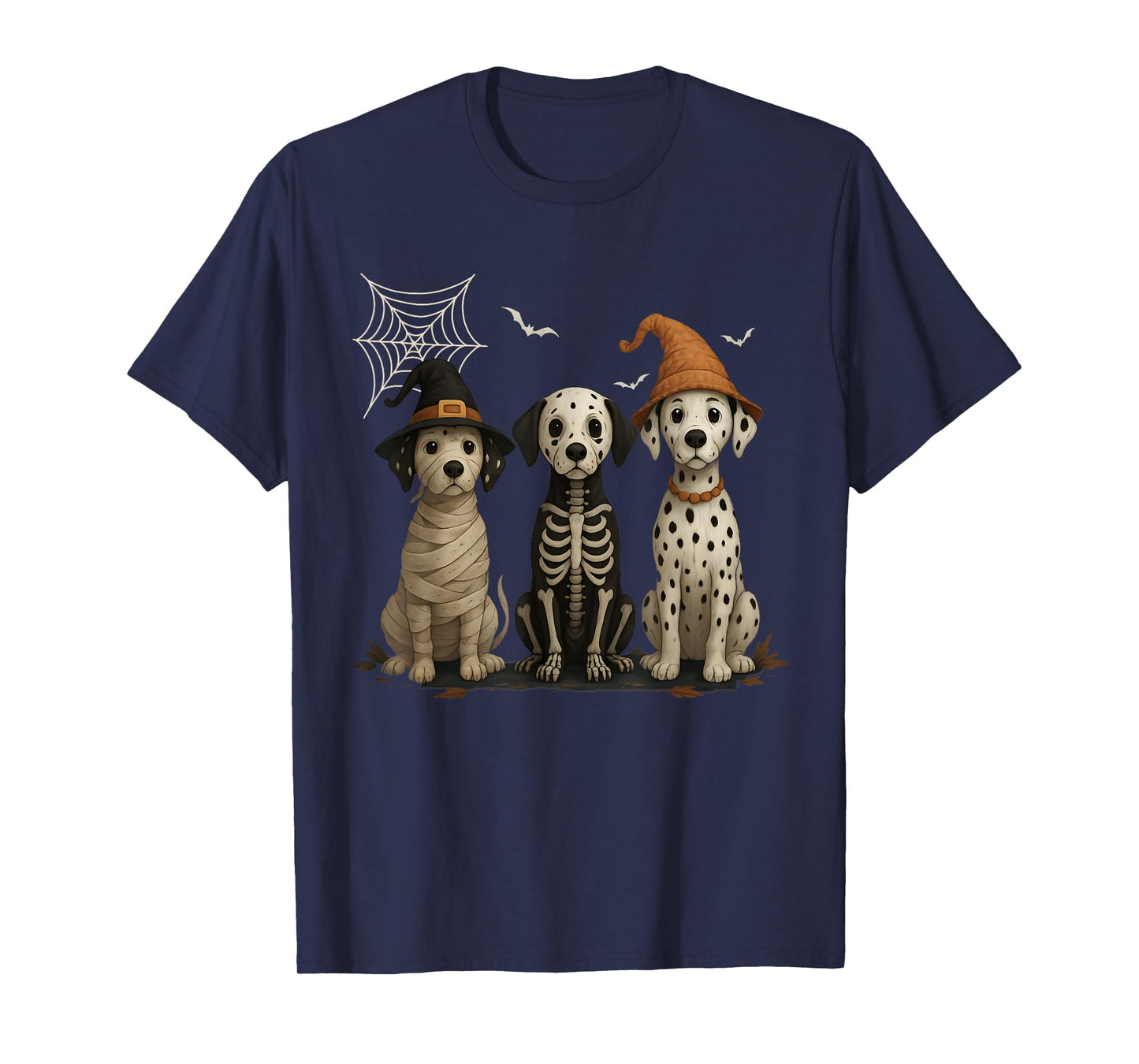 Cute Dalmatian Halloween Skeleton Ghost Funny Halloween T-Shirt