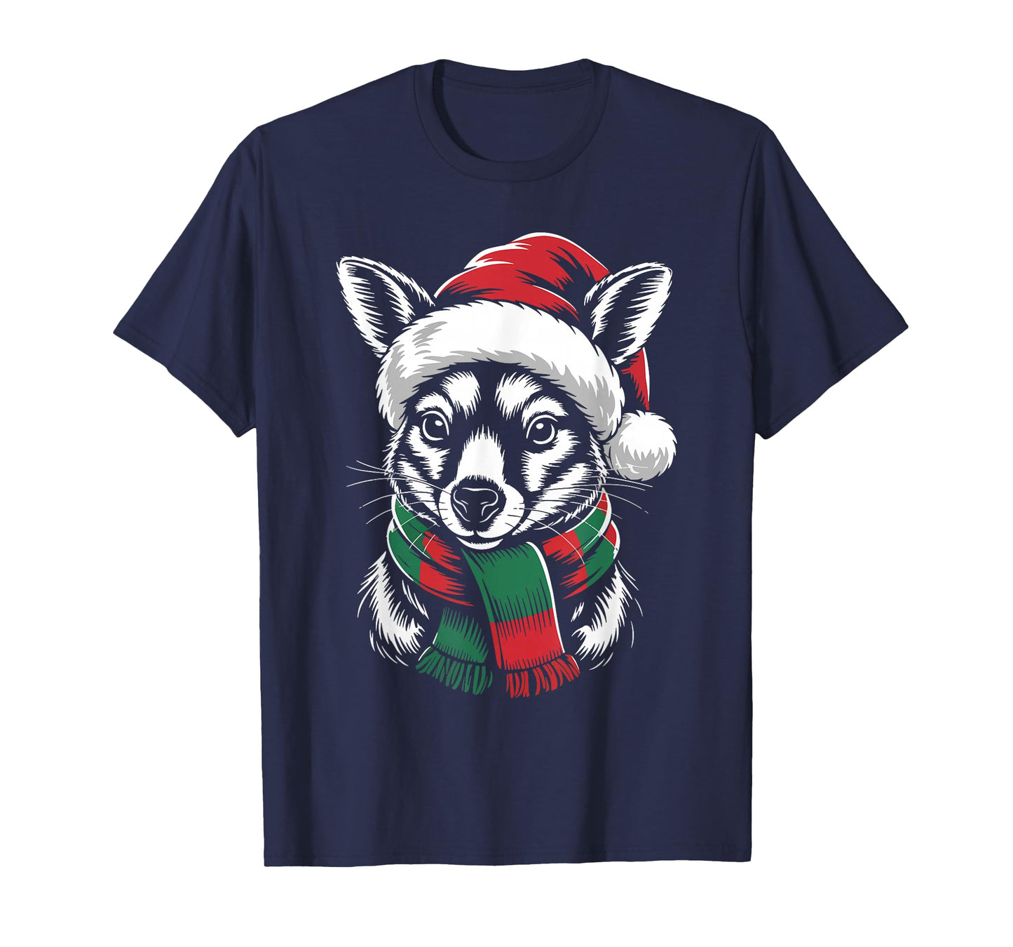 Wallaby Xmas Santa Hat Scarf Christmas Costume T-Shirt