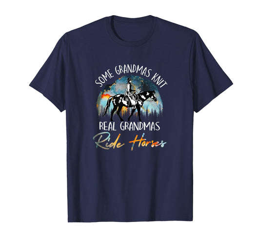 Real Grandmas Ride Horses Grandma Horse Riding Equestrian T-Shirt