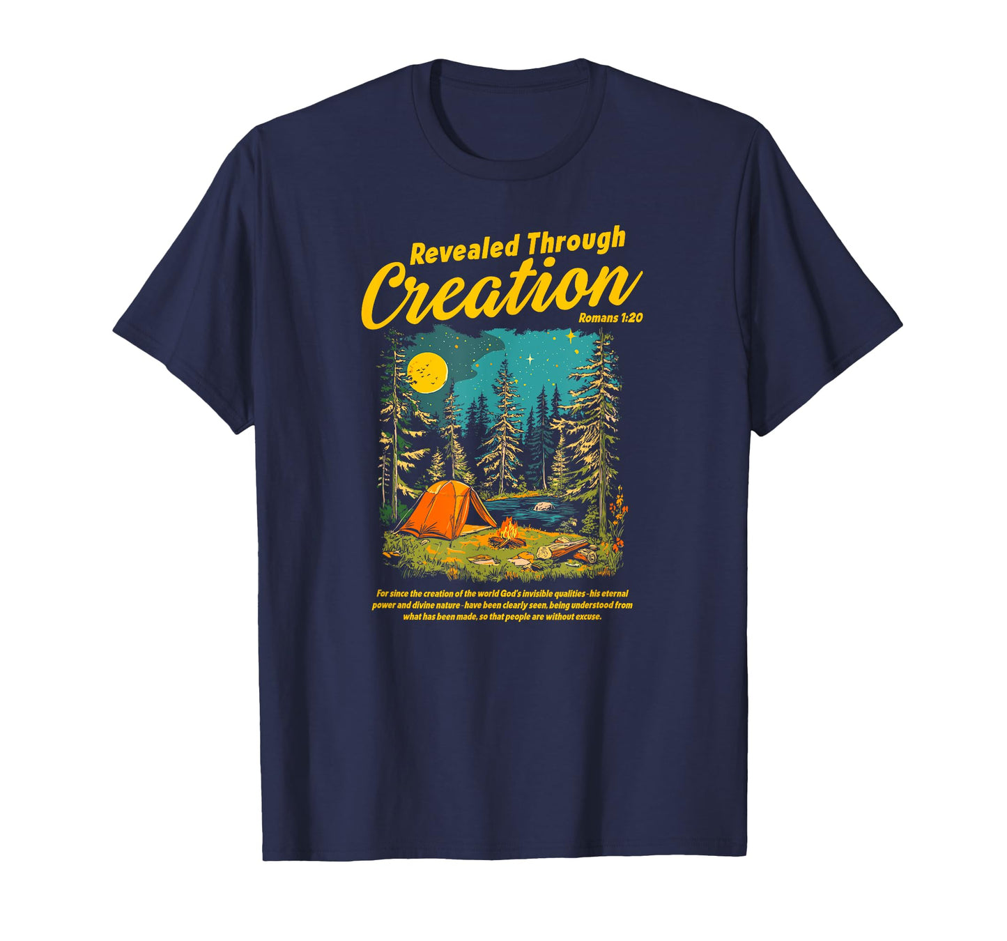 Through Creation Romans 1:20 Bible Verse Christian Camping T-Shirt