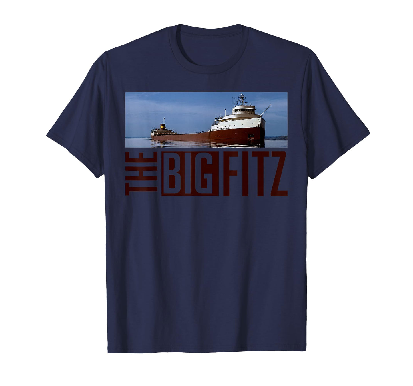 Great-Lakes Maritime Edmund Fitzgerald Co. Edmund Fitzgerald T-Shirt, Unisex-Adults, Blue, Small, Short Sleeve, T-Shirt