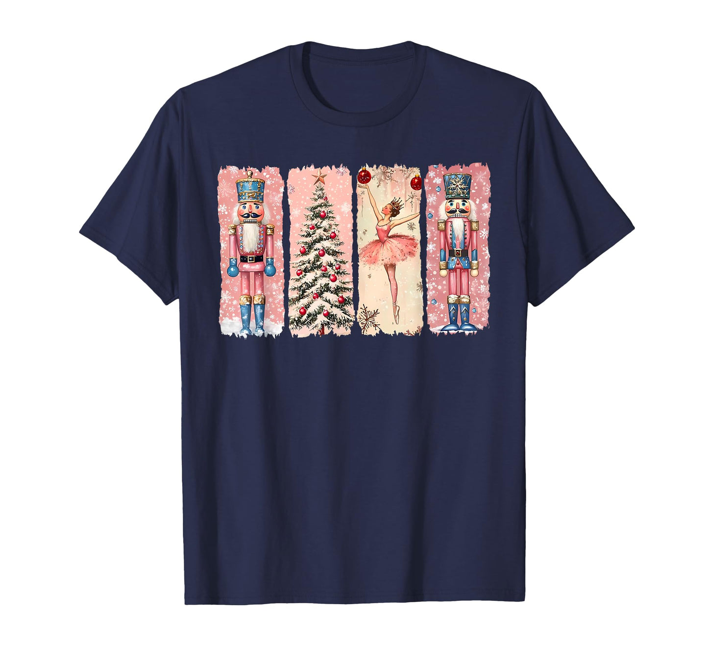 Retro Nutcracker Ballet Pink Christmas Xmas Vibes Women Kids T-Shirt