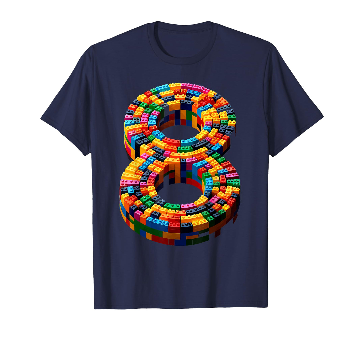 8 Year Old Blocks Building Master Builder 8th Birthday Boy T-Shirt