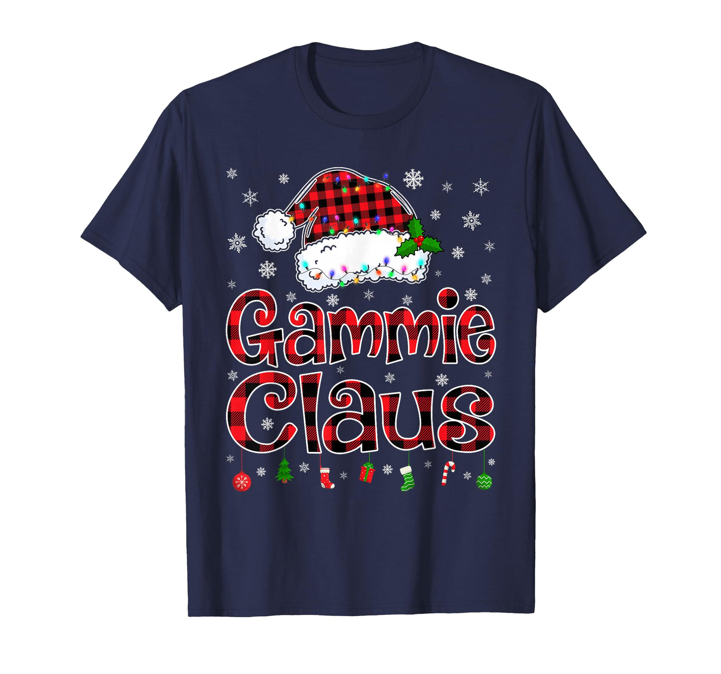 Gammie Claus Christmas Lights Xmas Pajama Matching Family T-Shirt