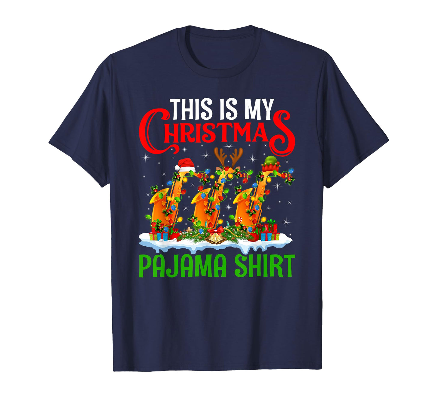 Saxophone Xmas Lights This is My Christmas Pajamas T-Shirt
