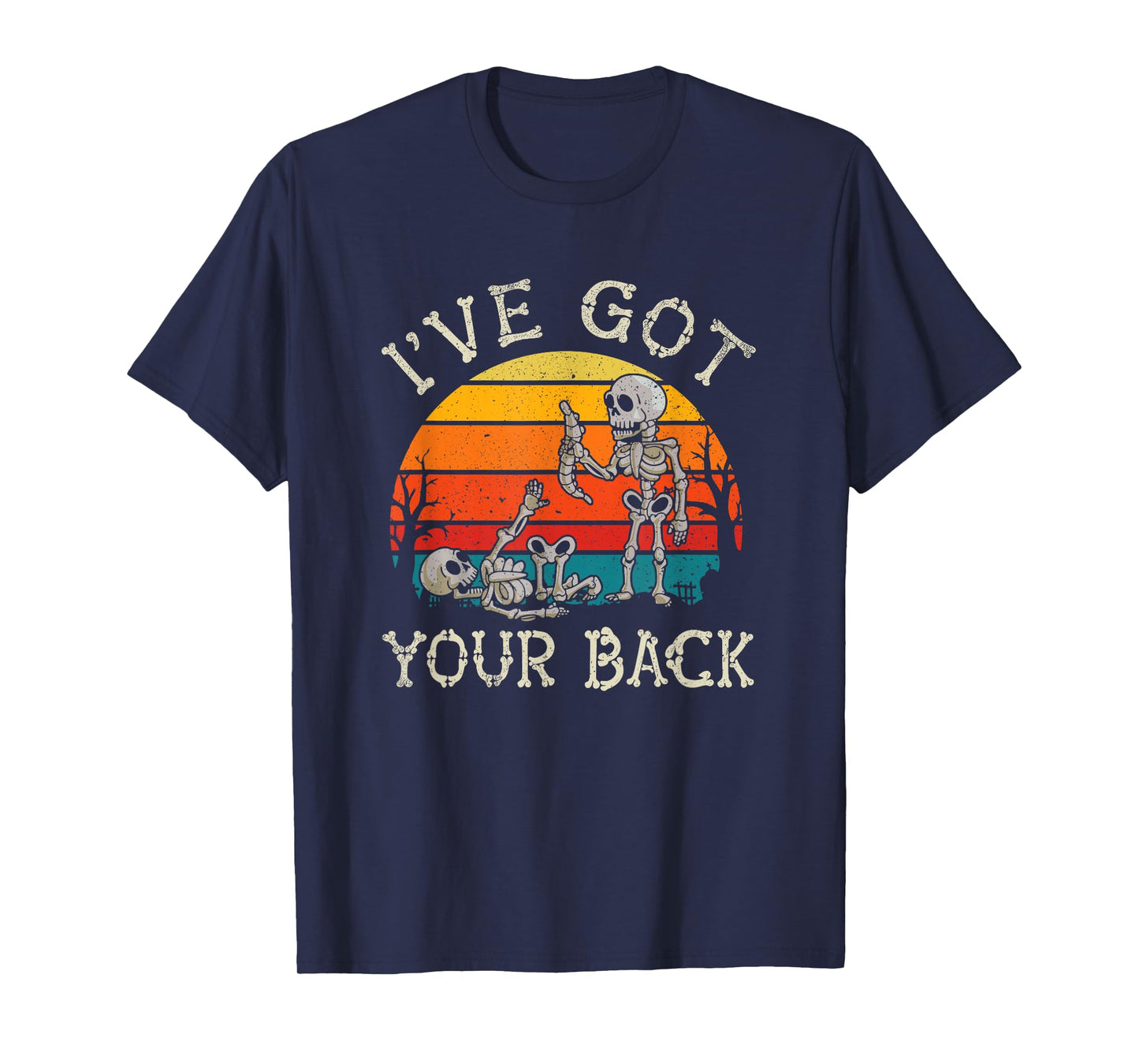 Retro I've Got Your Back Funny Halloween Skeleton Costume T-Shirt