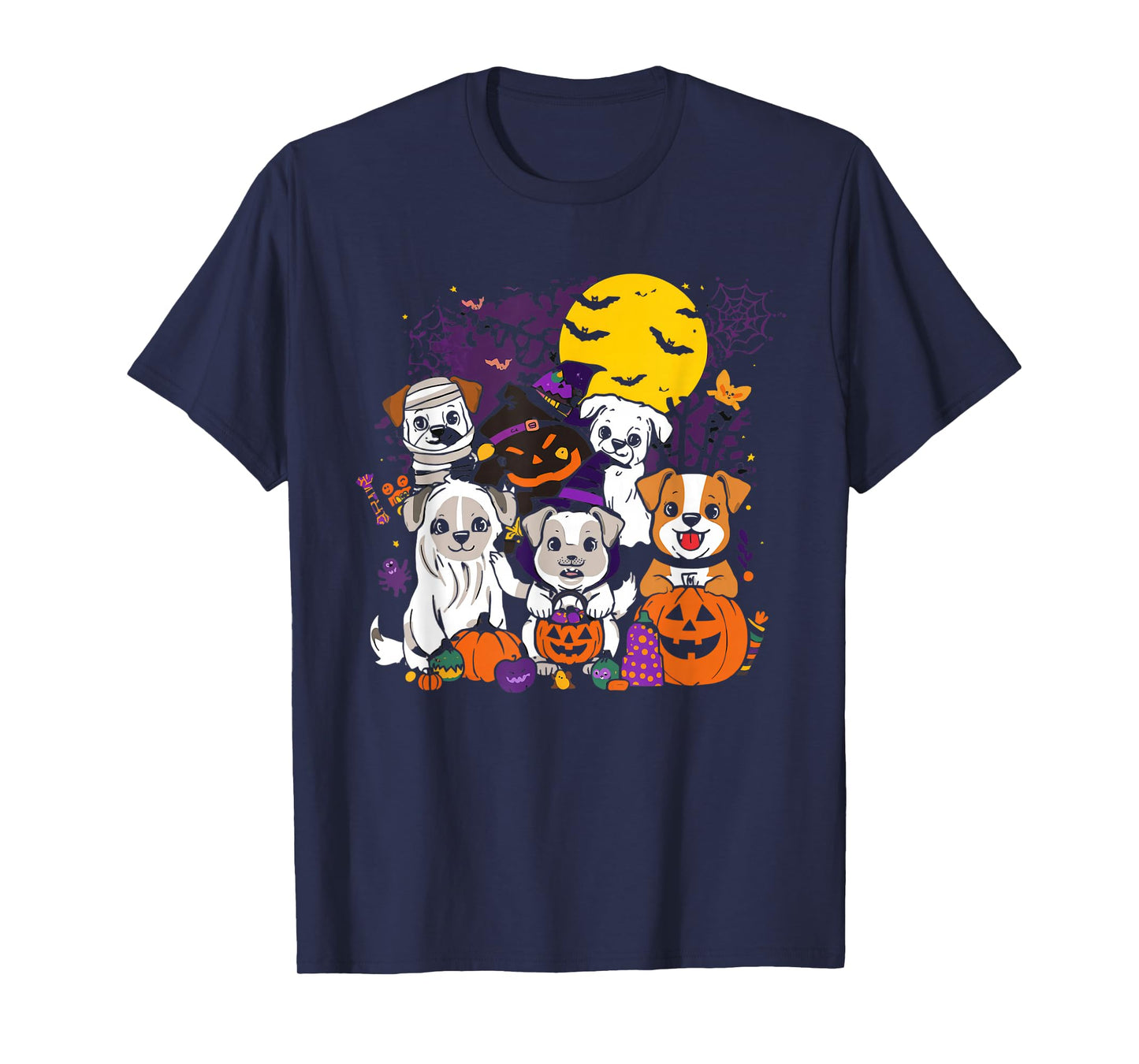 Cute Mummy Witch Ghost Halloween Dog Costume Men Women Kids T-Shirt